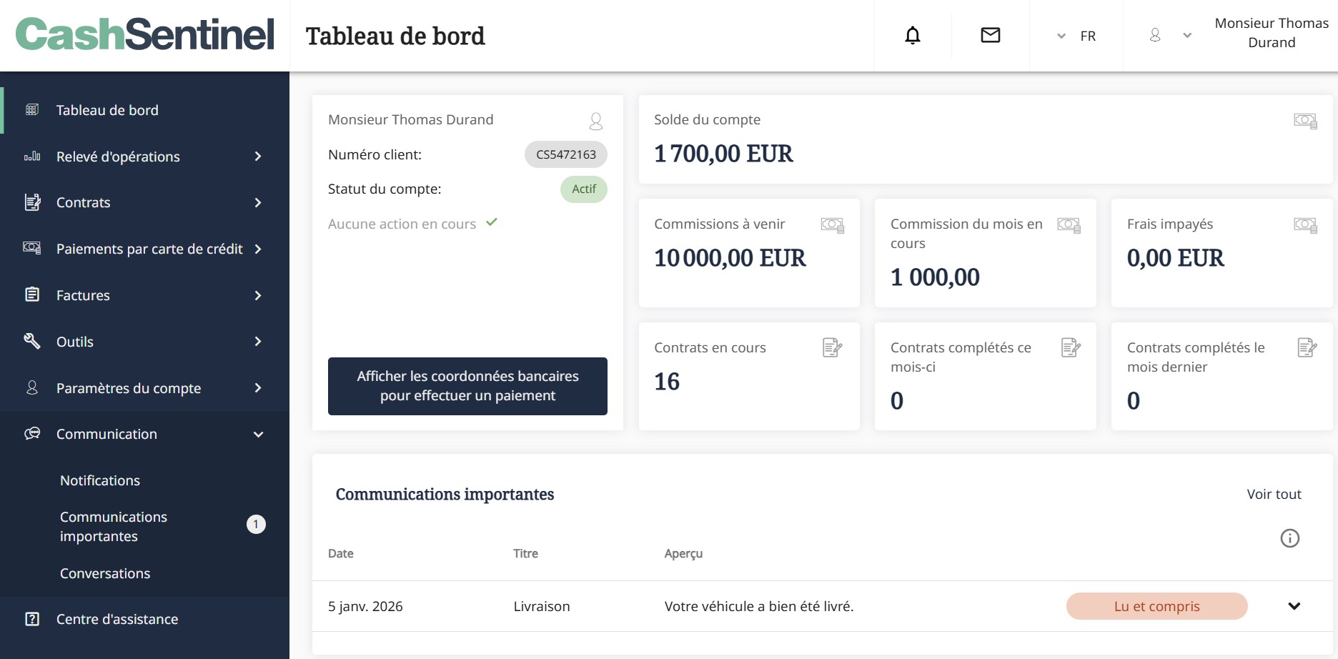 Aperçu de Tableau de bord